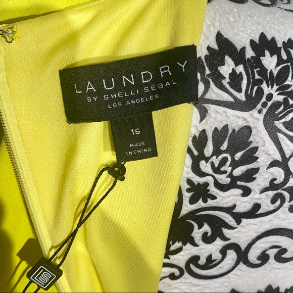 Laundry NWT By Shelli Segal Short Sleeve,V-Neck Ruffled Asymmetrical Hem Yellow - Picture 11 of 15